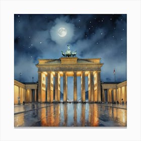 Germany Brandenburg Gate At Night Canvas Print