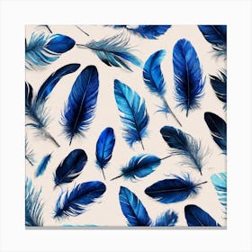 Blue Feathers Pattern Canvas Print