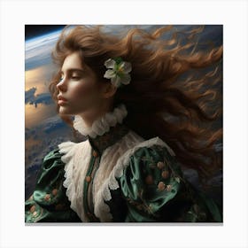 Girl In Space 2 Canvas Print