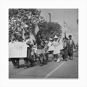 San Juan Bautista, California, Schoolchildren Marching With Scrap Metal For The War By Russell Lee Canvas Print