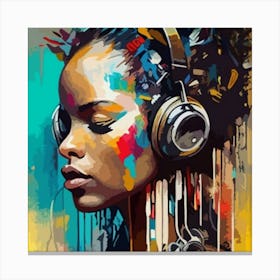 Woman With Headphones 2 Canvas Print