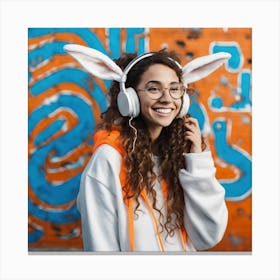 448916 Female Programmer With A Big Smile, White Rabbit E Xl 1024 V1 0 Canvas Print