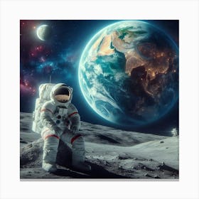Astronaut On The Moon 1 Canvas Print