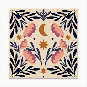 Stars Moon And Flowers - Autumn palette Canvas Print