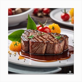 Steak On A Plate 2 Canvas Print