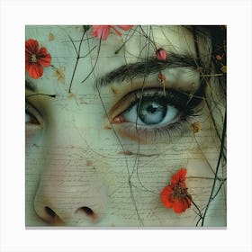 Eyes Of A Woman With Flowers Canvas Print