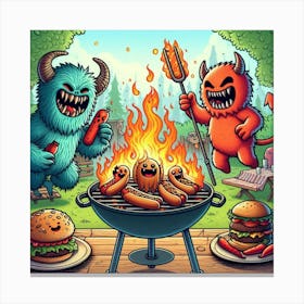 BBQ Monsters 1 Canvas Print