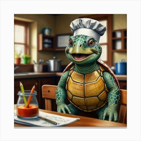 Turtle In Chef Hat Canvas Print