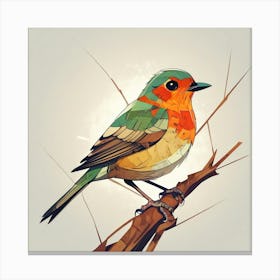 Cubism Art, Robin bird 1 Canvas Print