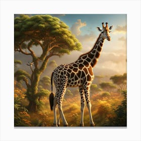 Giraffe In The Jungle Canvas Print