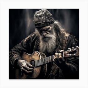 Old Man Playing Guitar Canvas Print