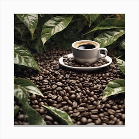 Coffee Beans And Leaves 8 Canvas Print