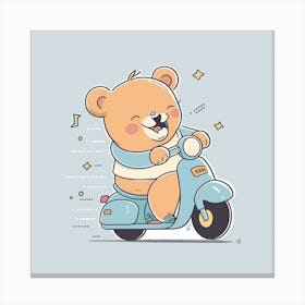 Teddy Bear Riding A Scooter 1 Canvas Print