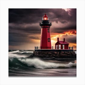 Lighthouse At Sunset 23 Canvas Print