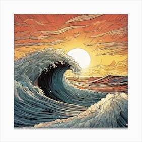 Wave At Sunset Canvas Print