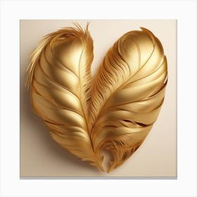 Gold Feather Heart Canvas Print