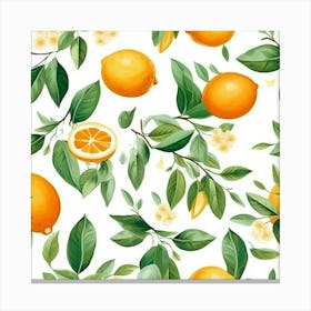 Lemon Leaves And Lemon Slices Canvas Print