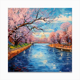 Cherry Blossoms On The River 1 Canvas Print
