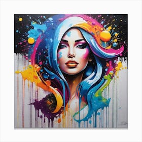 Girl With Paint Splatters 9 Canvas Print