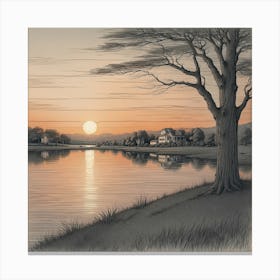 Sunset By The Lake Canvas Print