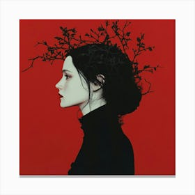 Woman With Branches On Her Head Canvas Print