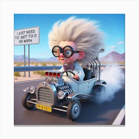 Cartoon Character Driving A Car 6 Canvas Print