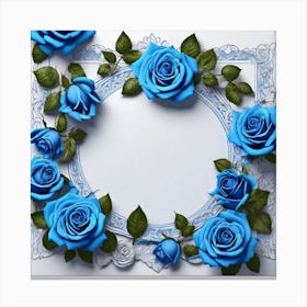 Blue Roses Frame 3 Canvas Print