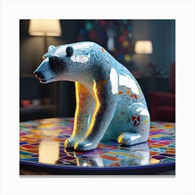 Polar Bear on Glass Tabletop Canvas Print