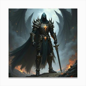 A Fierce Warrior With Enchanted Armor Battling Dark Shadows 1 Canvas Print