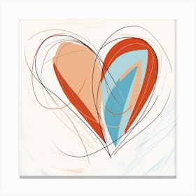 Swirl Brown & Blue Heart 1 Canvas Print