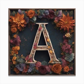 The Lettter A Made From An Intricately Painted Wooden Frame With Colorful Wood And Flowers, In Th Canvas Print