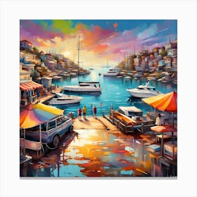 Seaside Harbor Majesty Among Yachts Canvas Print