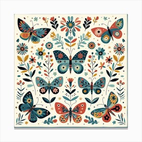 Scandinavian style,Pattern with colorful Butterfly Canvas Print