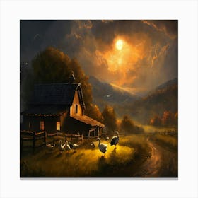 Barn At Night Canvas Print