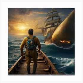 Man On A Boat Canvas Print
