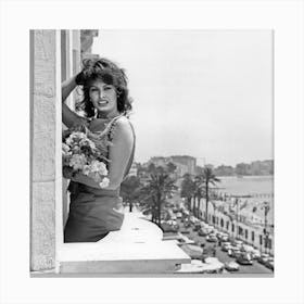 Sophia Loren During Cannes Festival Canvas Print