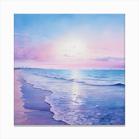 Aqua Dreams: Vaporwave Shoreline 1 Canvas Print