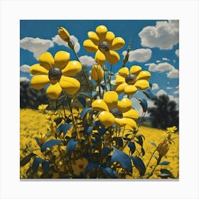 Yellow Flowers In A Field 25 Canvas Print