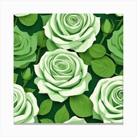 Seamless Pattern With White Roses Canvas Print