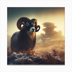 Ram In The Snow 1 Canvas Print