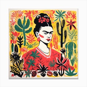 Frida Kahlo on Yellow Canvas Print