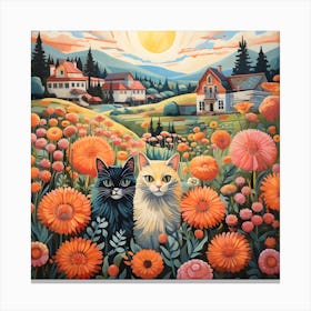 Contemporary Country Cats 2 Canvas Print