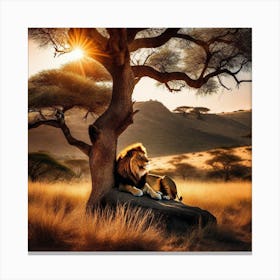 Lion In The Savannah 27 Canvas Print