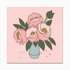 Peonies In A Vase Canvas Print