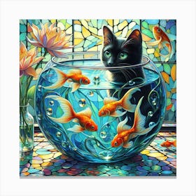 Feline Fantasia in Aquamarine 1 Canvas Print