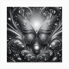 Butterfly In Black And White 8 Canvas Print