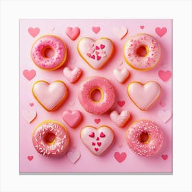 Donuts On Pink Background Canvas Print