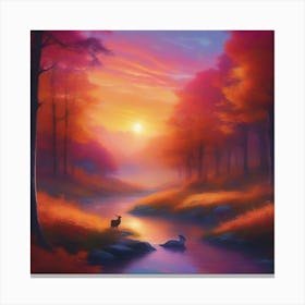 Sunset In The Forest Canvas Print