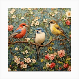 Birds In The Garden Art Canvas Print