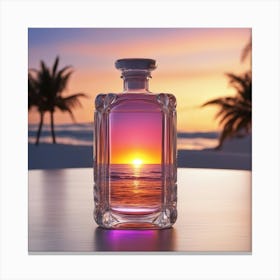 Vivid Colorful Sunset Viewed Through Beautiful Crystal Glass Bottel, Close Up, Award Winning Photo (1) Canvas Print